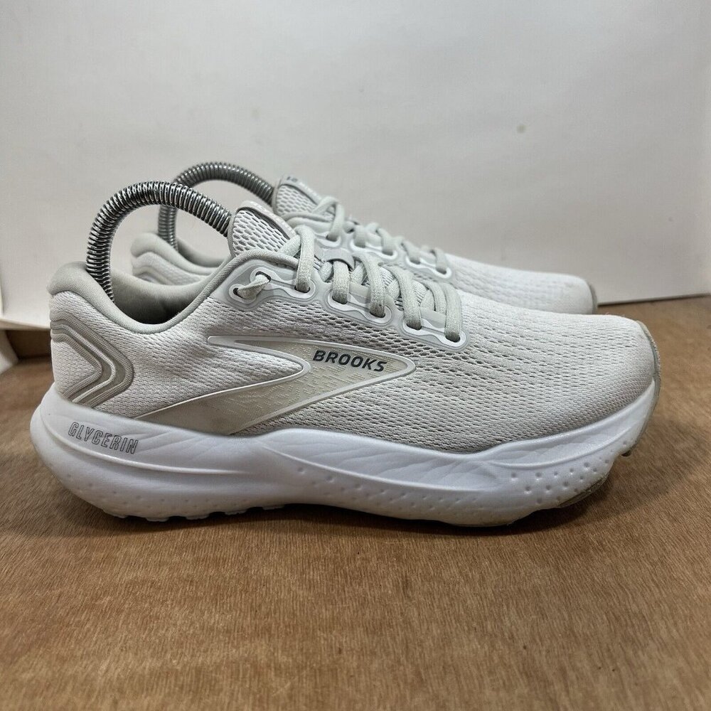 Brooks Glycerin 21 Women Size 8 1204081B114 White Running Shoes Sneakers